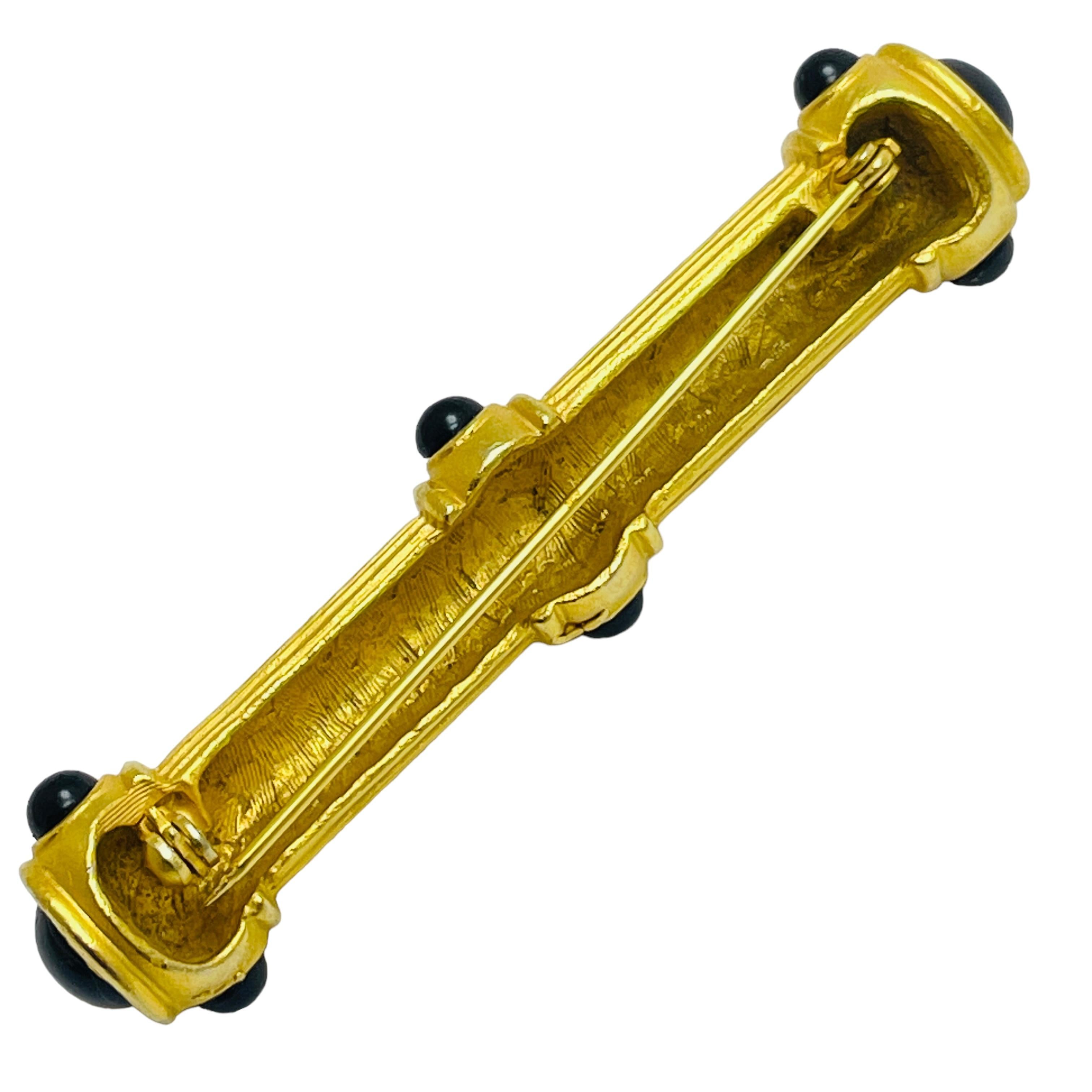 Vintage Gold schwarz Kabinen etruskischen massiv Designer Brosche im Zustand „Gut“ im Angebot in Palos Hills, IL