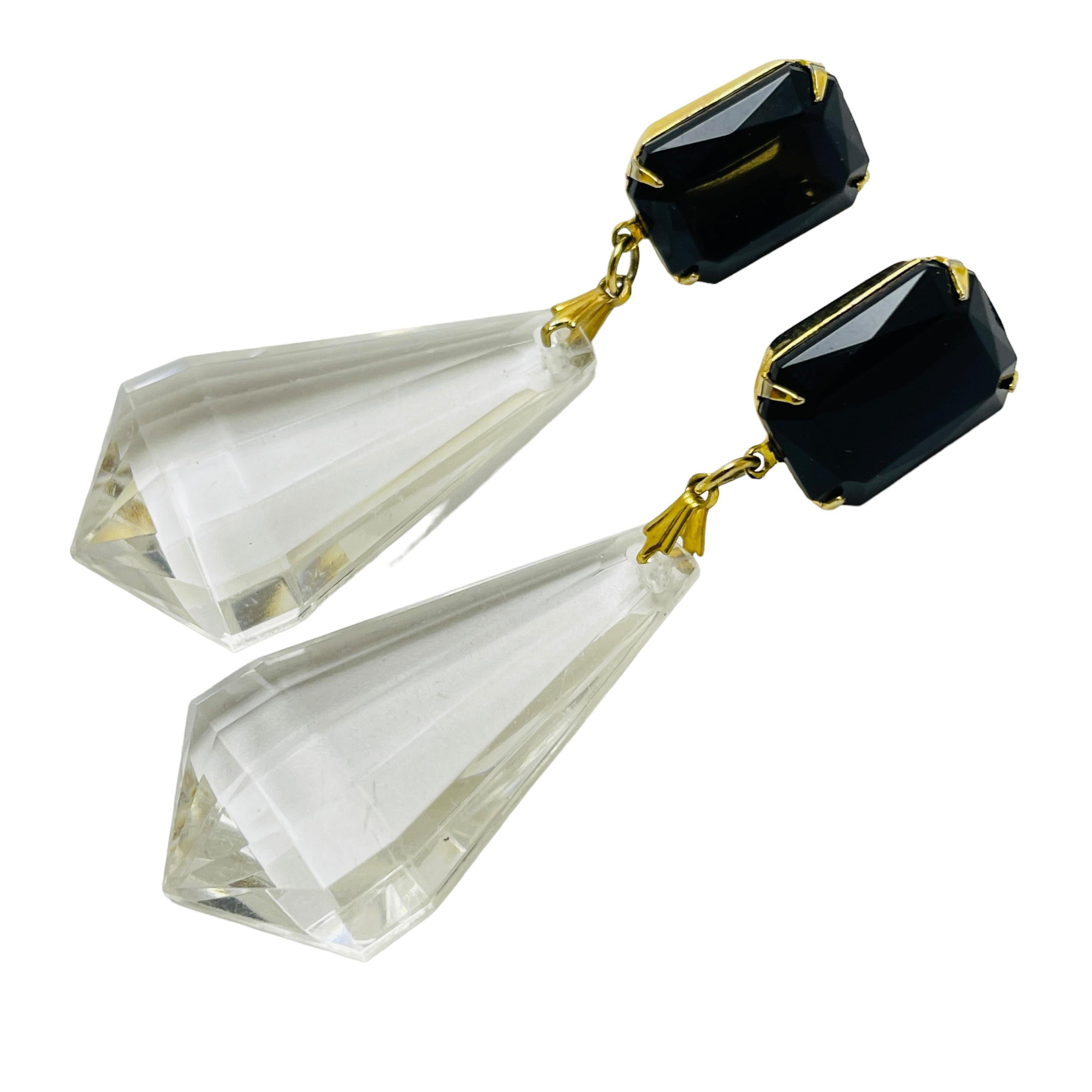 Femenino o masculino Pendientes largos vintage oro negro transparente de diseño de pasarela en venta