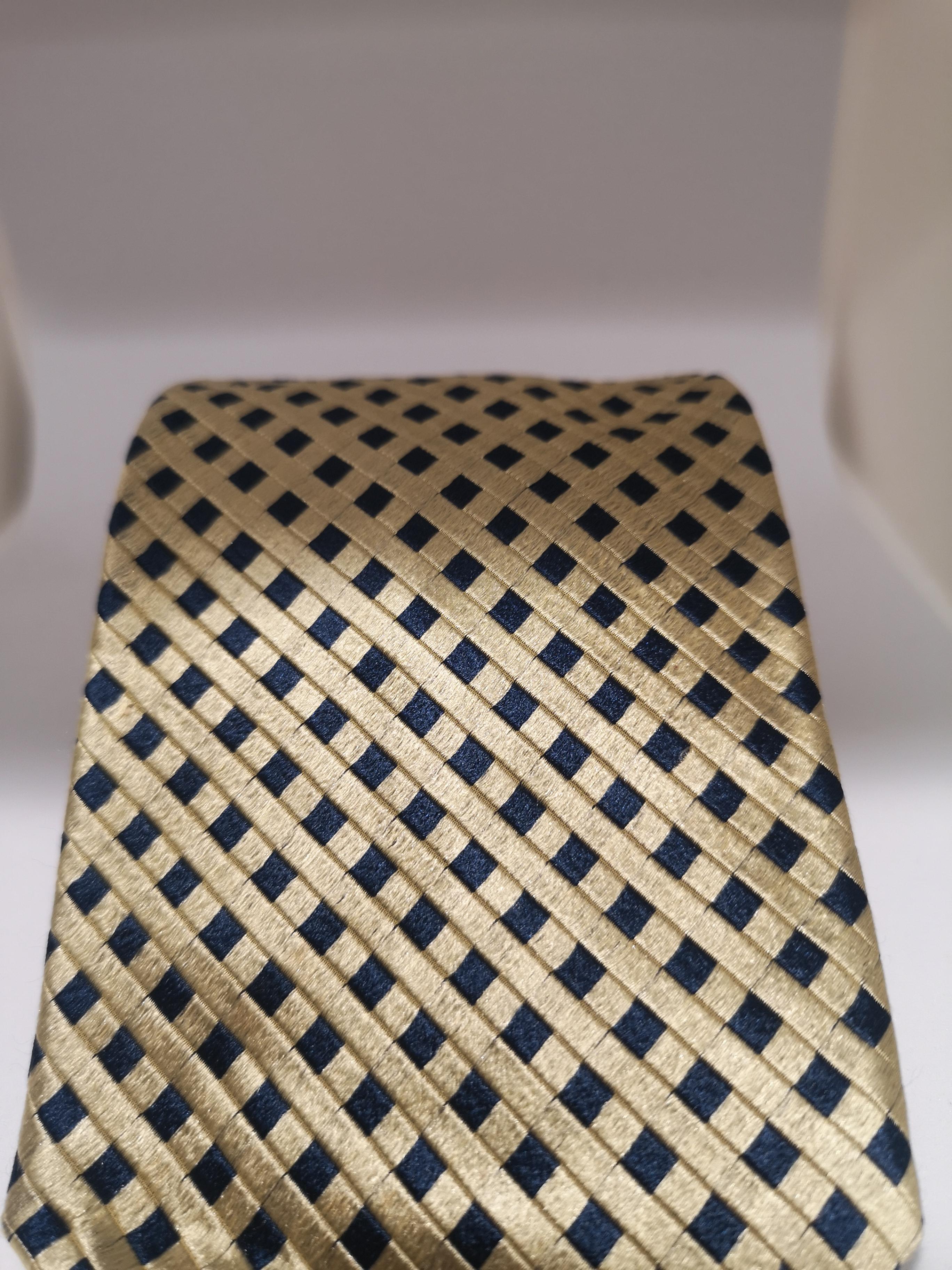 Brown Vintage gold blue silk tie