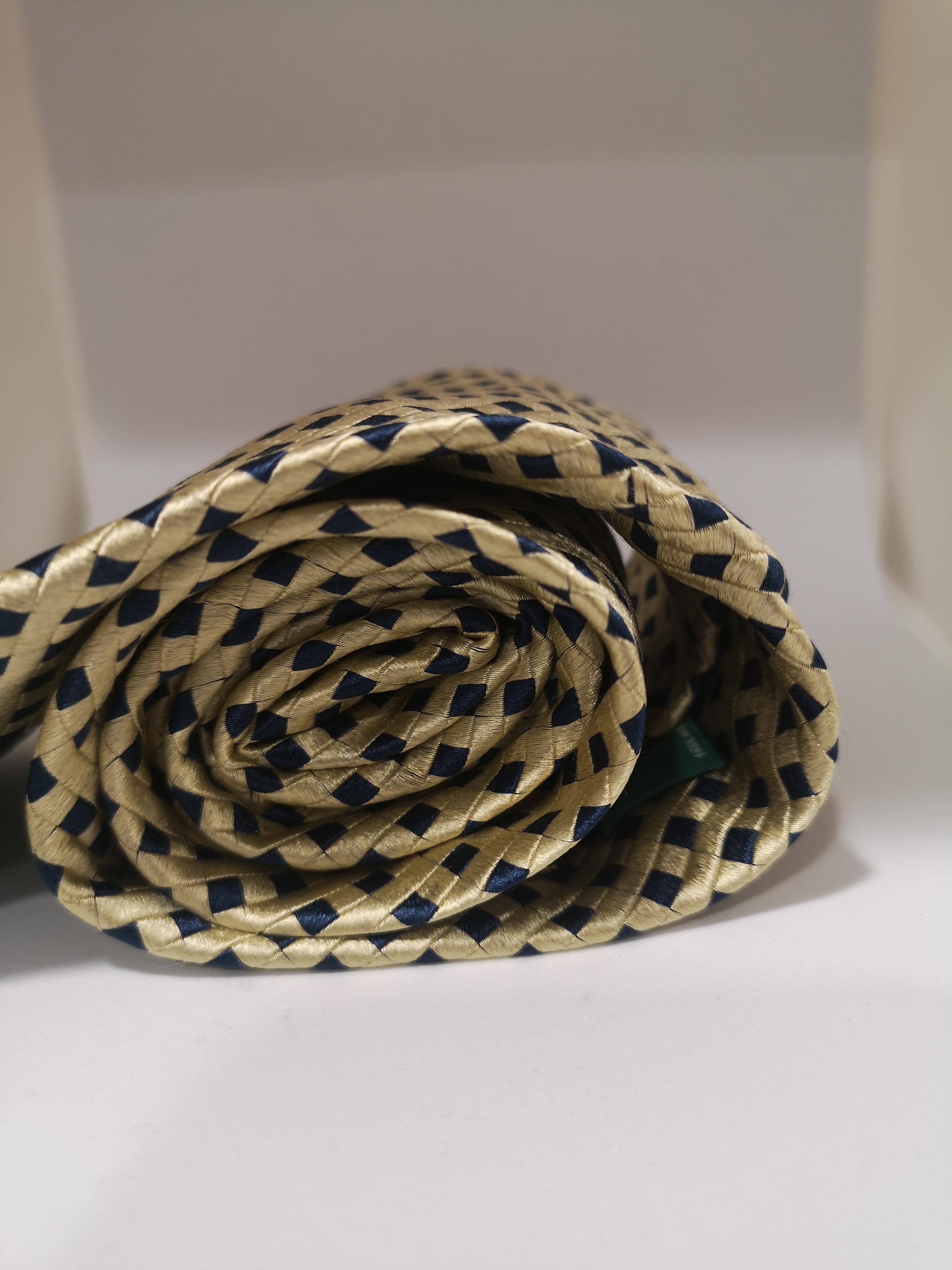 Vintage gold blue silk tie In Good Condition In Capri, IT