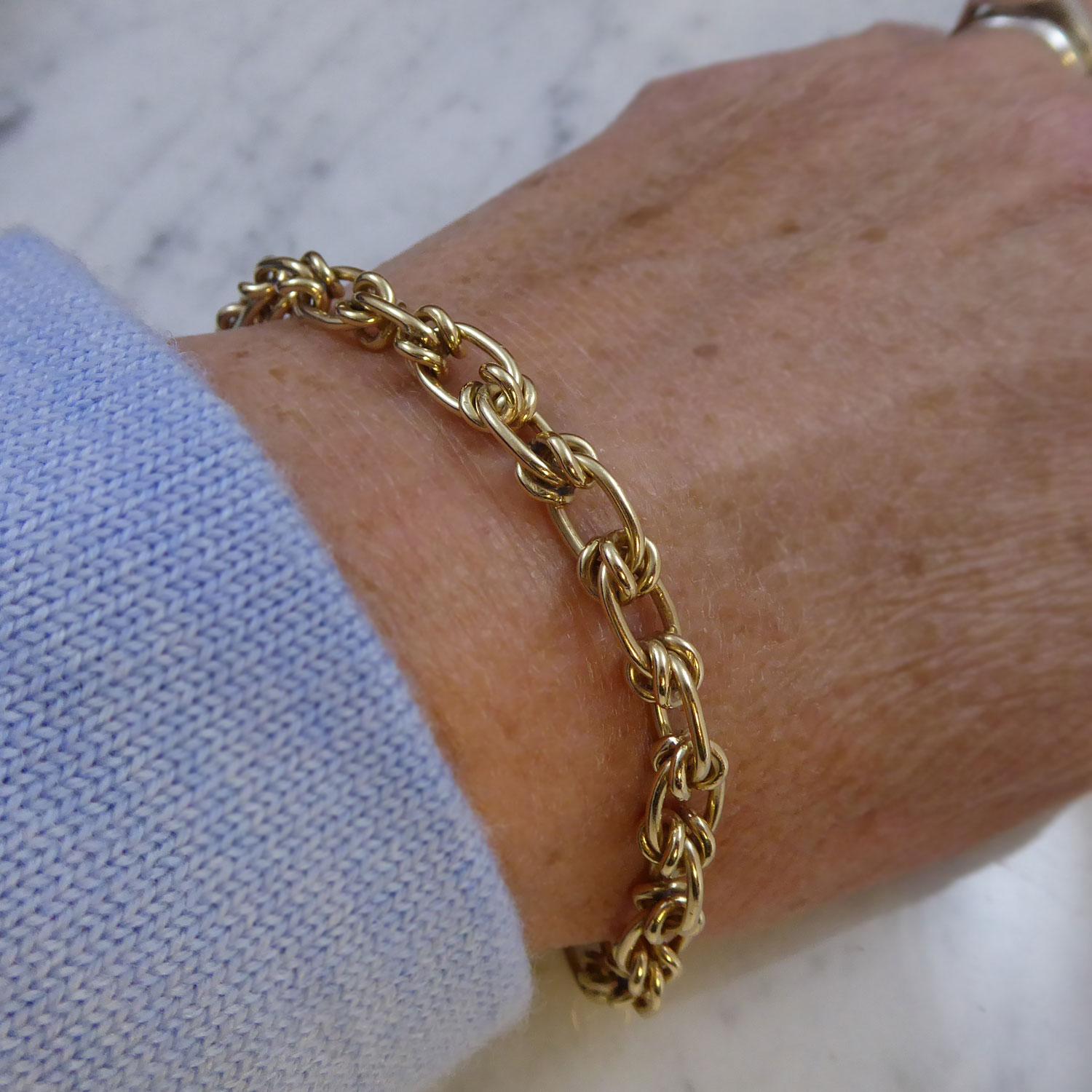 Women's Vintage Gold Bracelet, Fancy Link Design, Circa 1990s