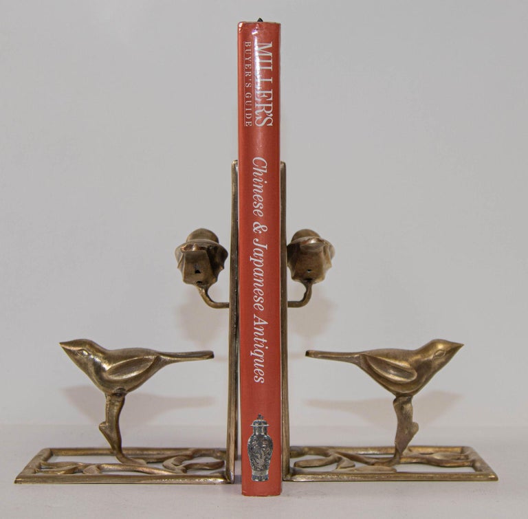 Vintage Gold Brass Sparrow Birds Bookend Set at 1stDibs