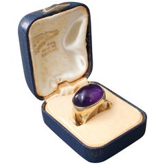 Vintage Gold Cabochon Amethyst Ring, circa 1960s