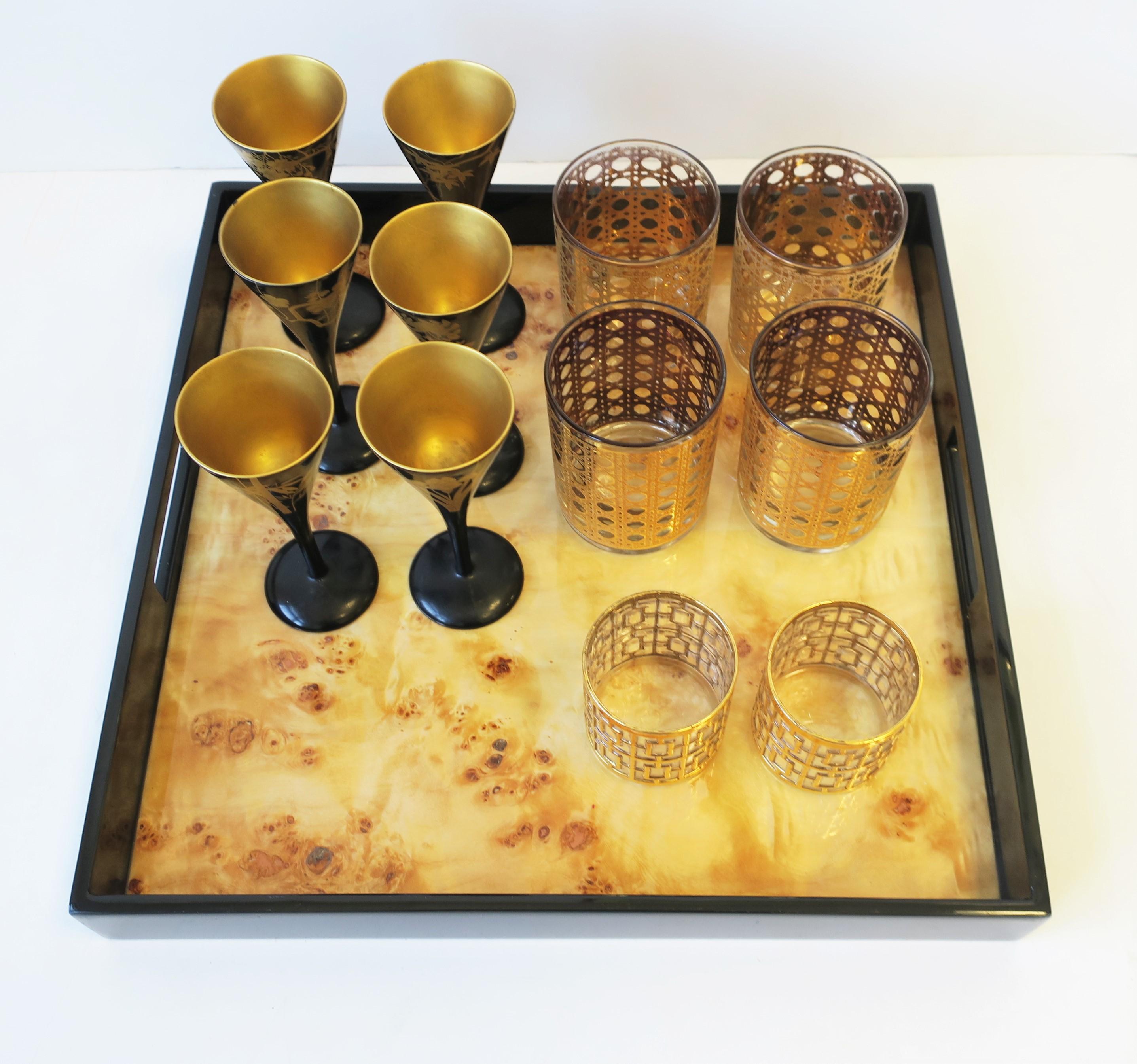 Wicker Cane 22-Karat Gold Cocktail Rocks' Glasses, 1960s, Set of 4 11