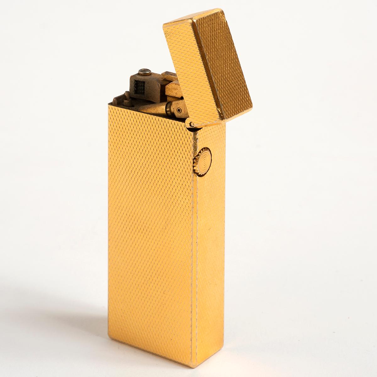 Vintage Gold Capped Steel Dunhill Lighter, Box and Papers, Original Condition In Good Condition In Canterbury, England