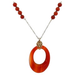 Vintage Gold Carnelian Station Agate Necklace Lion
s Head Door Knocker Pendant Vintage Gold Carnelian Station Agate Necklace Lion
s Head Door Knocker Pendant