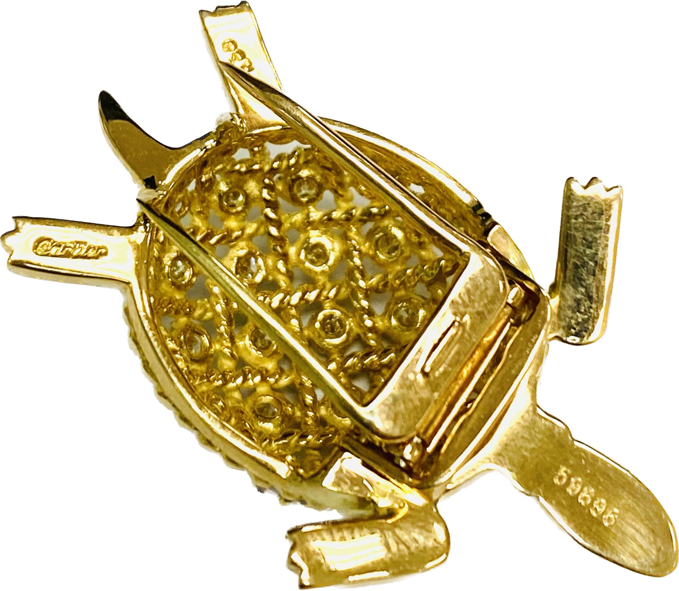 Vintage Gold Cartier Turtle Brooch  In Excellent Condition In Beverly Hills, CA