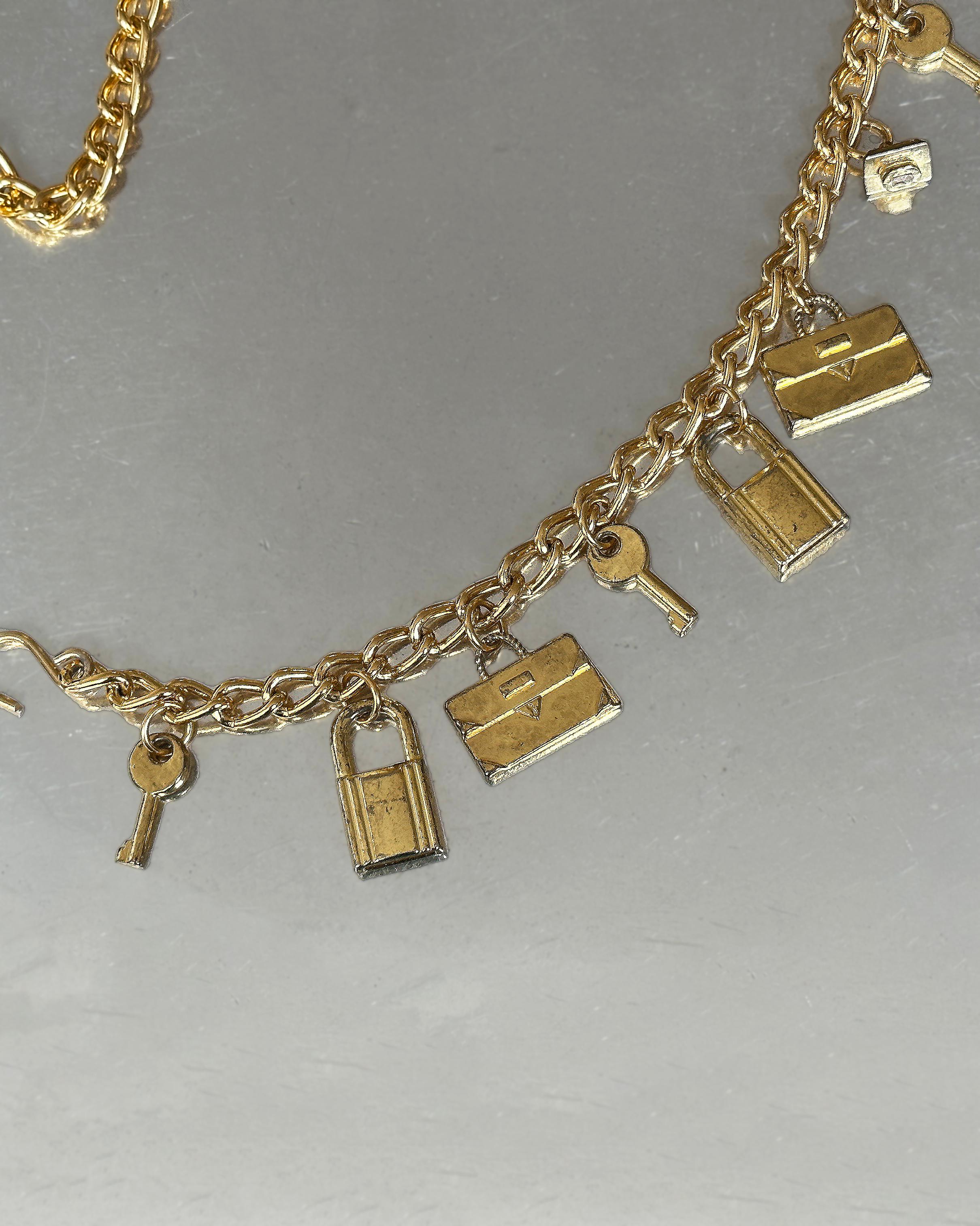 Vintage Gold Chain Belt with Charms, in the style of Chanel 1