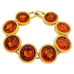 Vintage gold chain glass designer runway bracelet