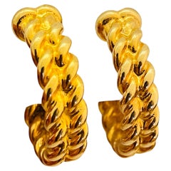 Vintage gold chain hoop designer runway pierced earrings