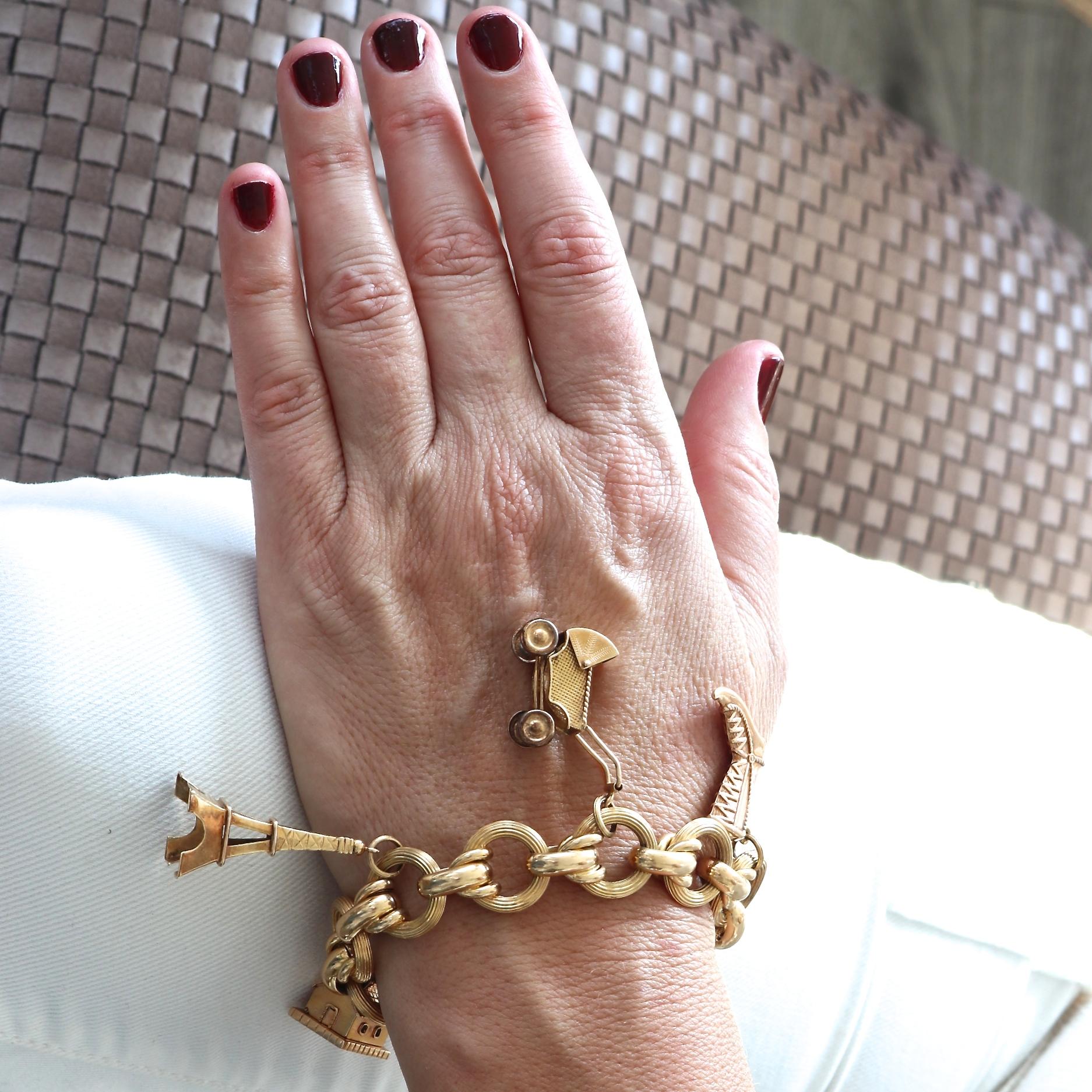 Contemporary Vintage Gold Charm Bracelet