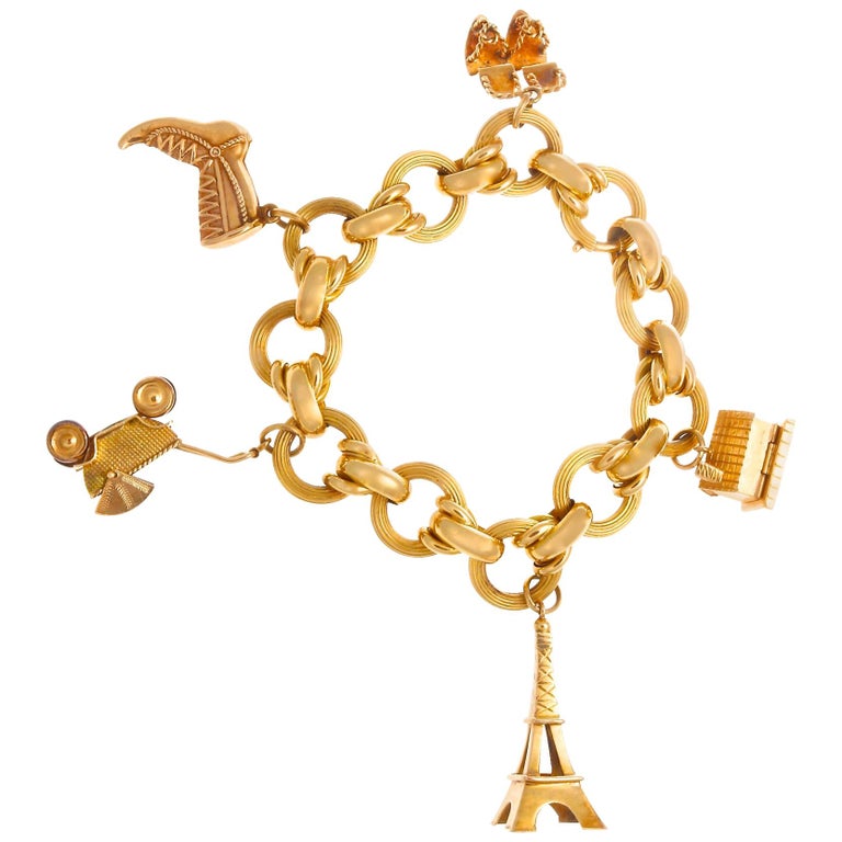 Vintage Gold Charm Bracelet For Sale at 1stDibs vintage gold charm bracelets, vintage gold