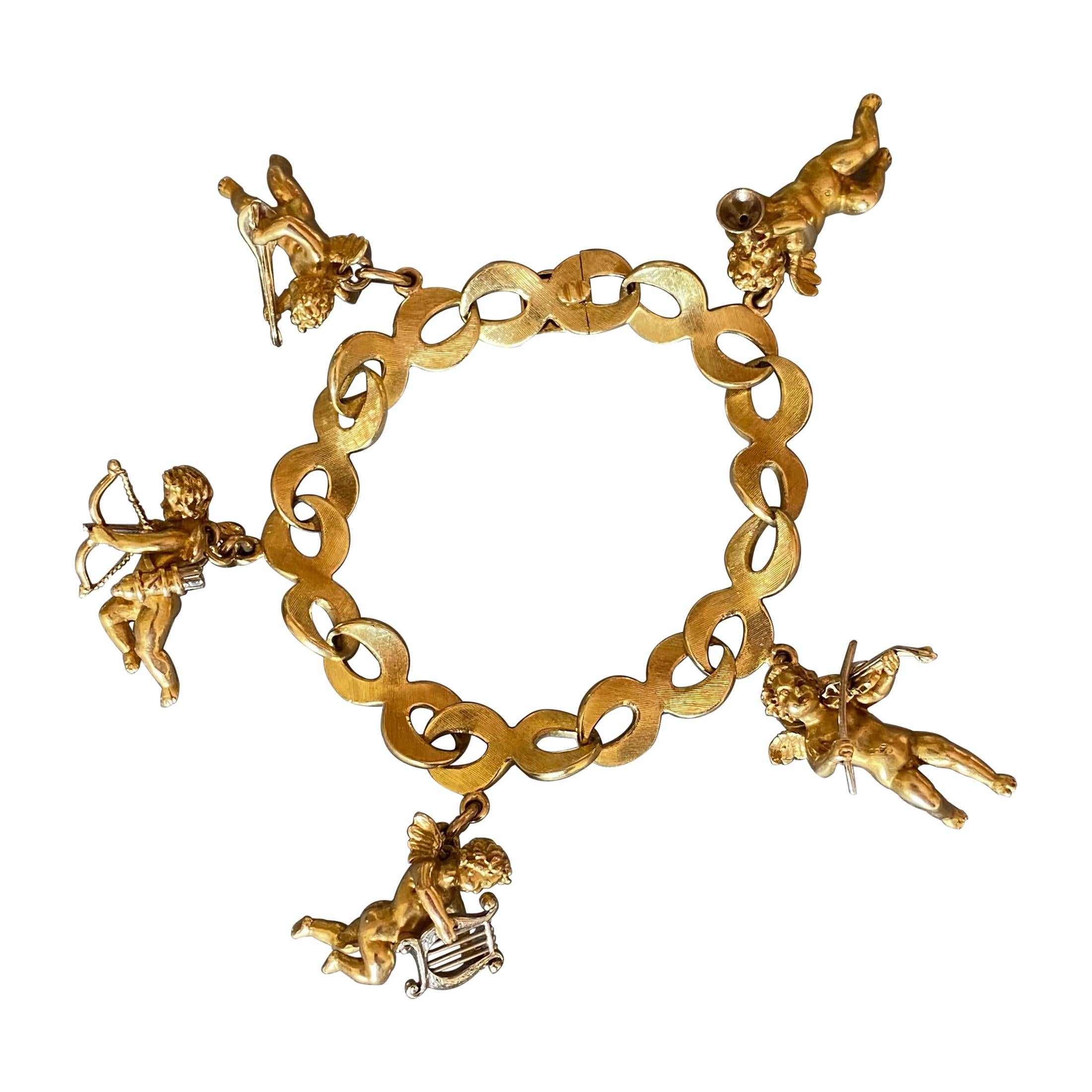 Vintage Gold Charms Bracelet  For Sale