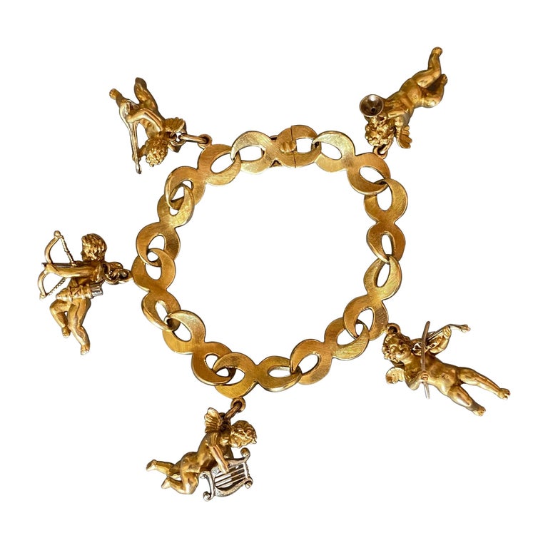 Yellow Gold Charm Bracelet at 1stDibs  antique charm bracelet gold,  vintage gold charm bracelet