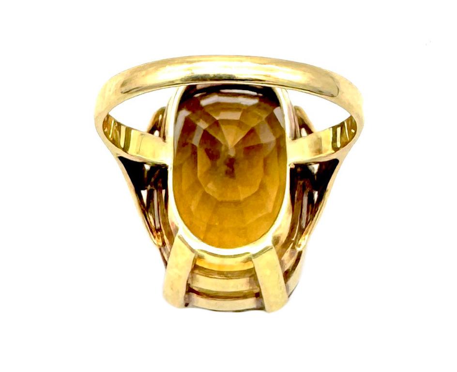 Oval Cut Vintage Gold Citrine Cocktail Ring For Sale