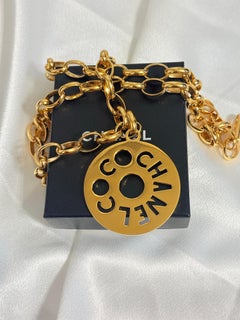Vintage Gold Coco Chanel Large Chunky Chain Pendant Necklace