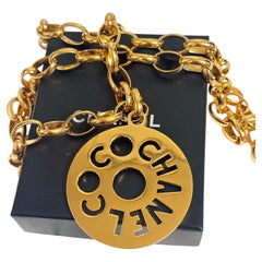 Vintage Gold Coco Chanel Large Chunky Chain Pendant Necklace