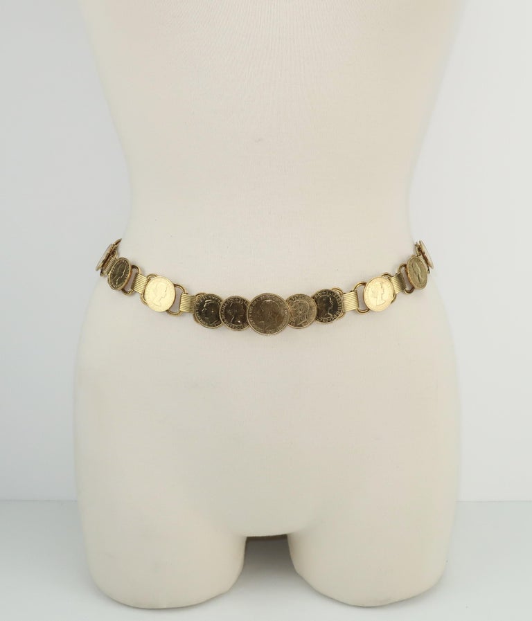 Vintage Gold Coin Chain Belt For Sale at 1stdibs