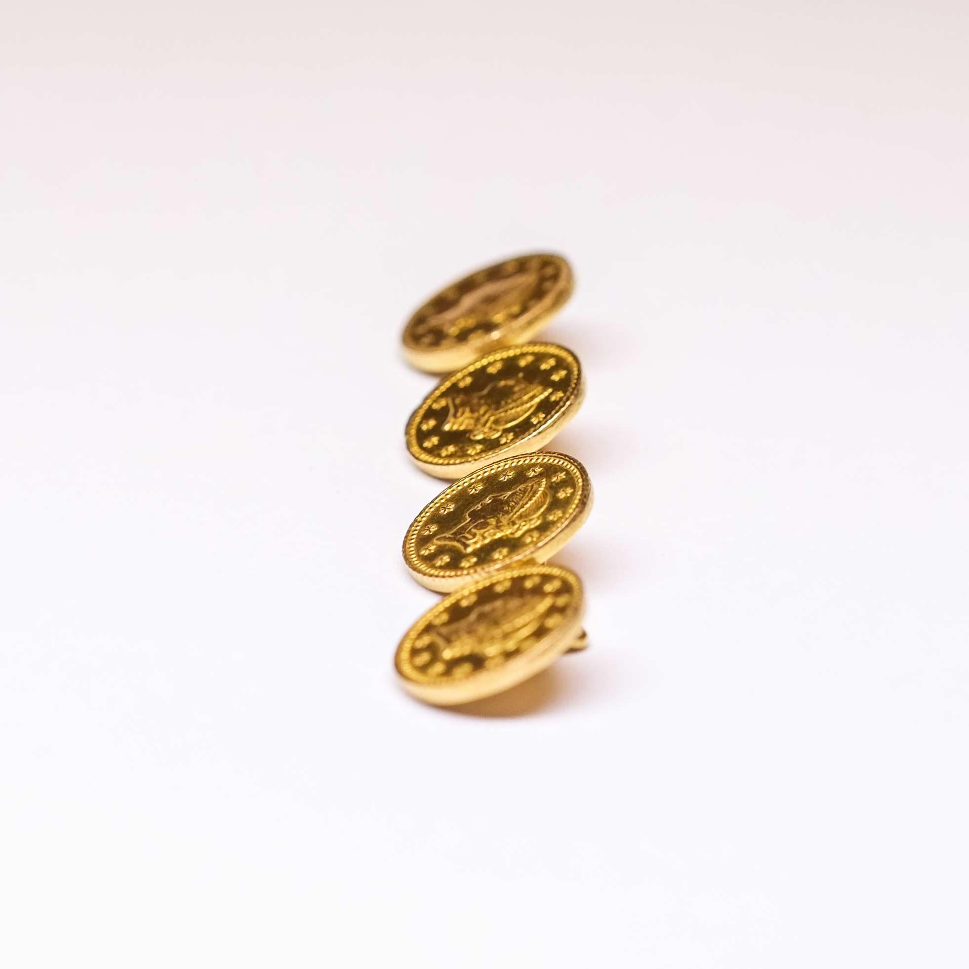 Vintage Goldmünzen Design Manschettenknöpfe im Zustand „Gut“ im Angebot in Milano, MI