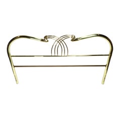 Vintage Gold Colored Art Deco King Size Brass Bed Headboard