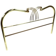 Vintage Gold Colored Art Deco King Size Brass Bed Headboard