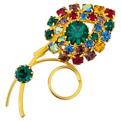 Vintage gold colorful rhinestone designer brooch Vintage gold colorful rhinestone designer brooch