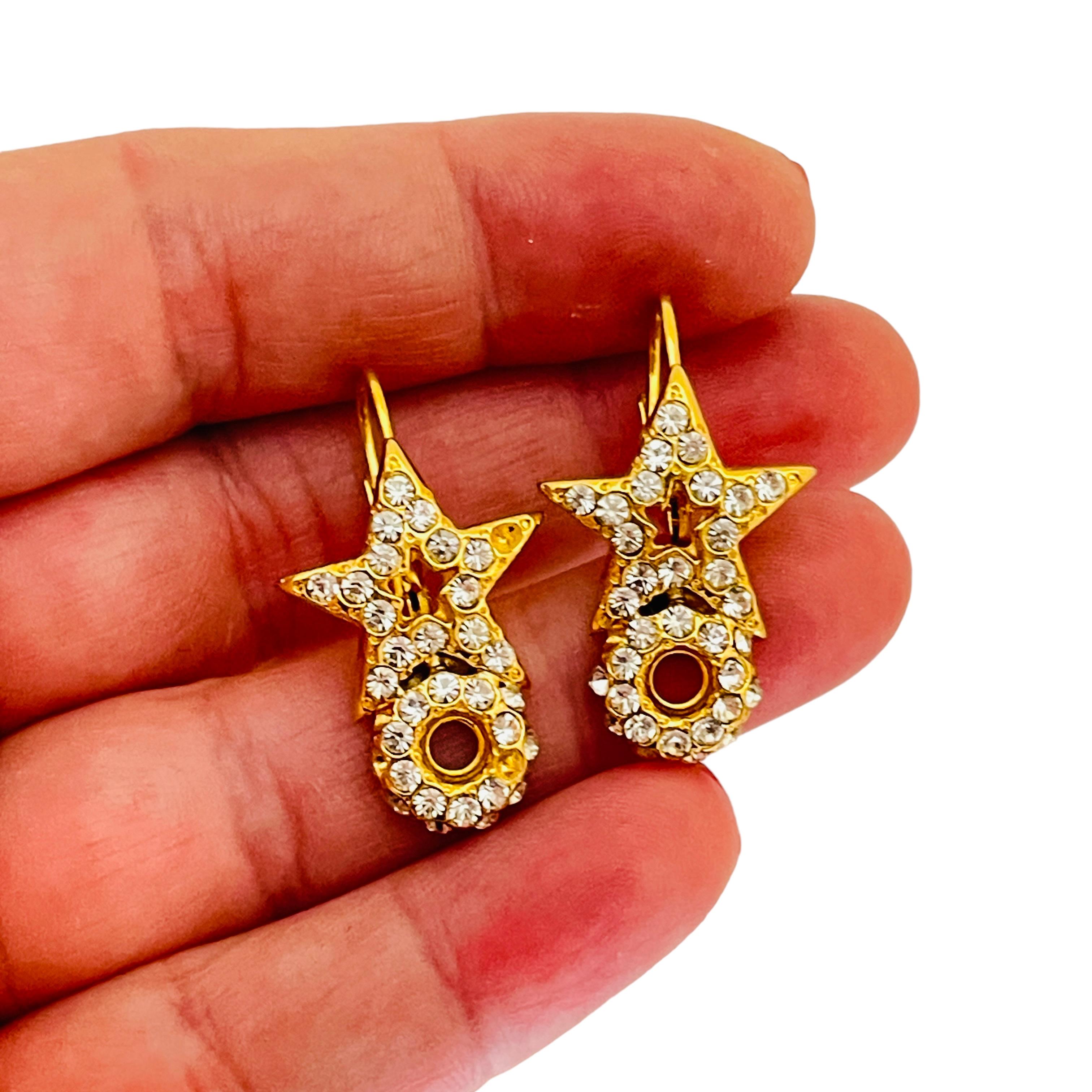 Women's Vintage gold crystal designer runway  earrings For Sale