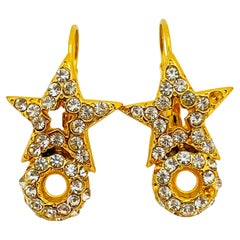 Vintage Gold Kristall Designer Laufsteg  Ohrringe