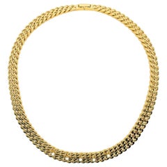 Retro Gold Crystal Embellished Chain Collar 1990s