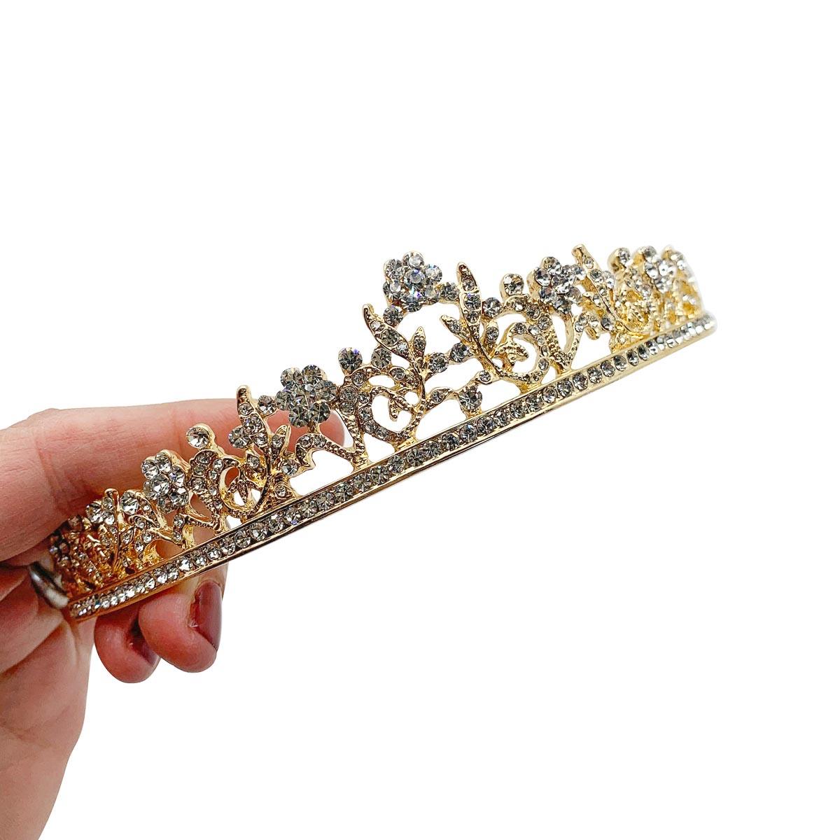vintage gold & crystal floral tiara 1990s In Good Condition In Wilmslow, GB