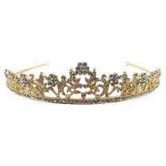 vintage gold & crystal floral tiara 1990s