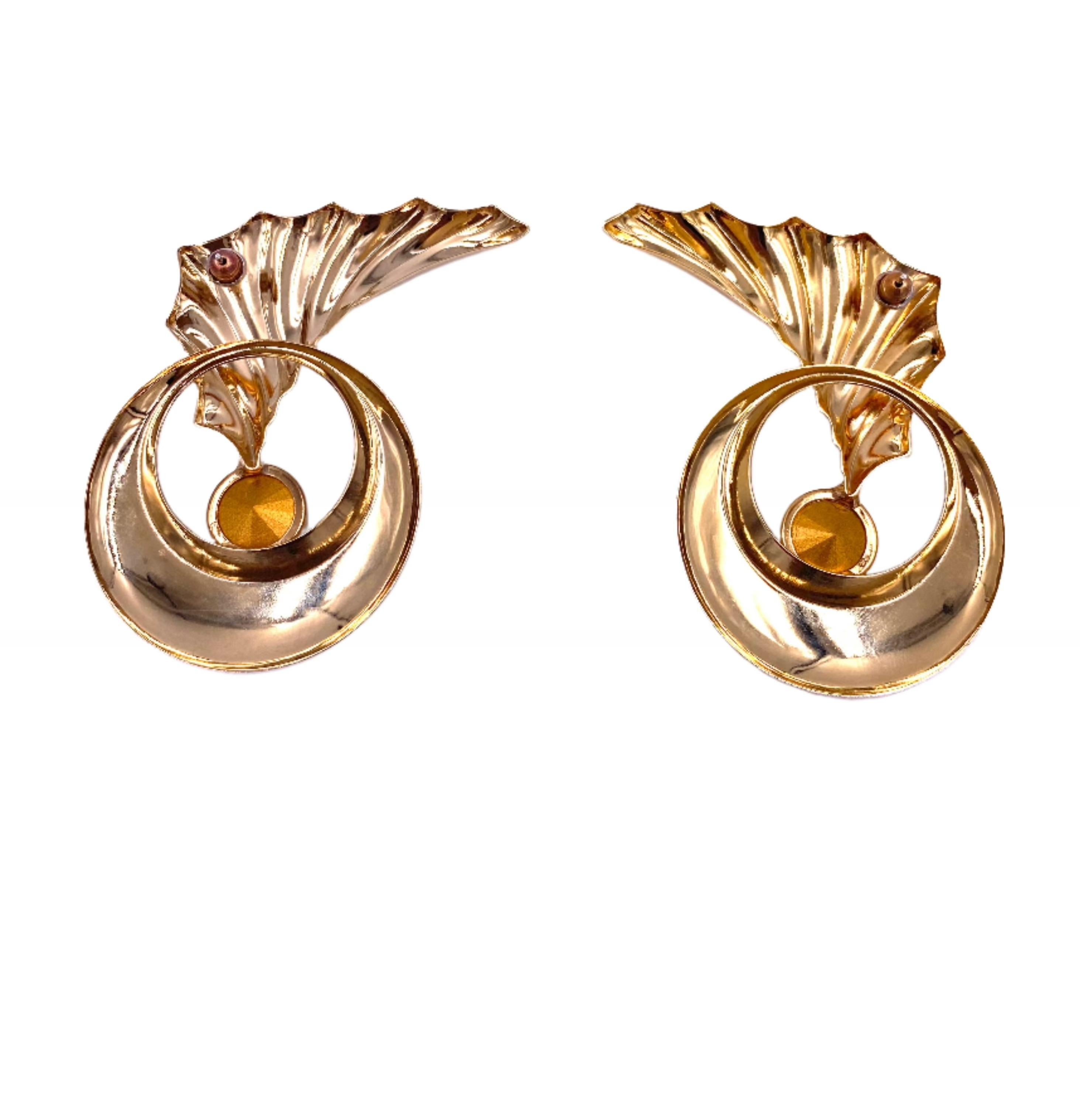 Women's Vintage Gold Crystal Wing Climber Earrings For Sale