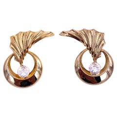 Vintage Gold Crystal Wing Climber Earrings