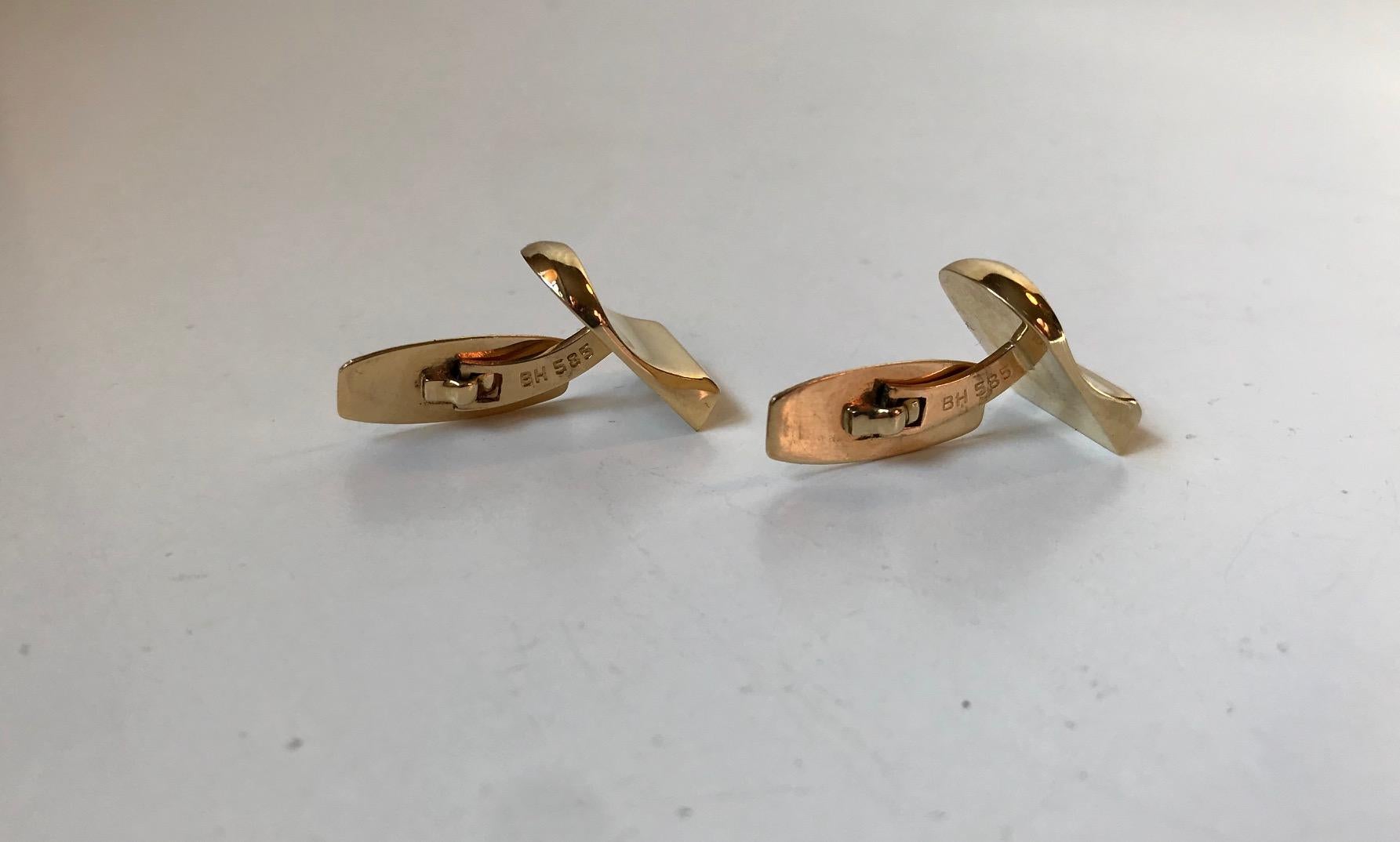 Along with Georg Jensen and Anton Michelsen Bernhard Hertz is probably one of the most internationally known gold- and silversmiths. This because he designed af number of Tiffany & Co silver jewelry during the 1960s. This pair of 14-karat yellow