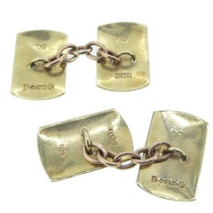 Vintage Gold Cufflinks from the 1950s, Retro Style with Elegant Engraving