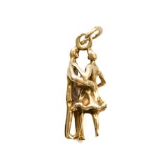 Vintage Gold Dancing Couple Charm Pendant