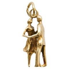 Vintage Gold Dancing Couple Charm Pendant