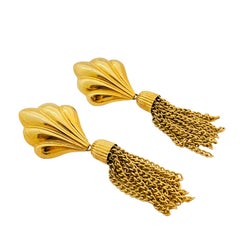 Vintage gold dangle multi chain designer runway earrings