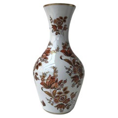Vase vintage en porcelaine à motifs floraux et décor or par Ouragan, Ulysse Paris, 1980