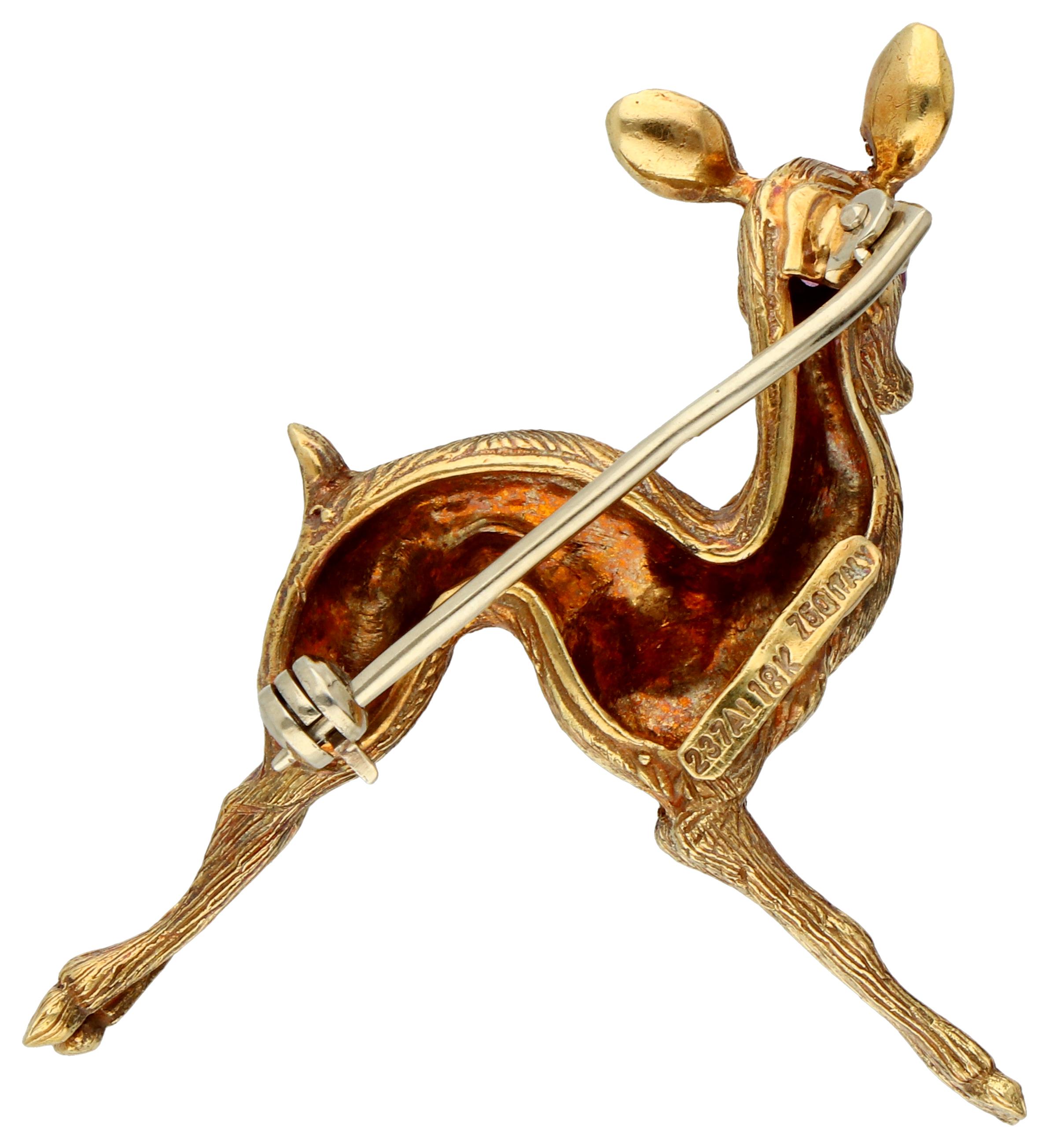 Broche vintage de oro de ciervo de Aldo Garavelli, Italia ca. 1950 en venta 3