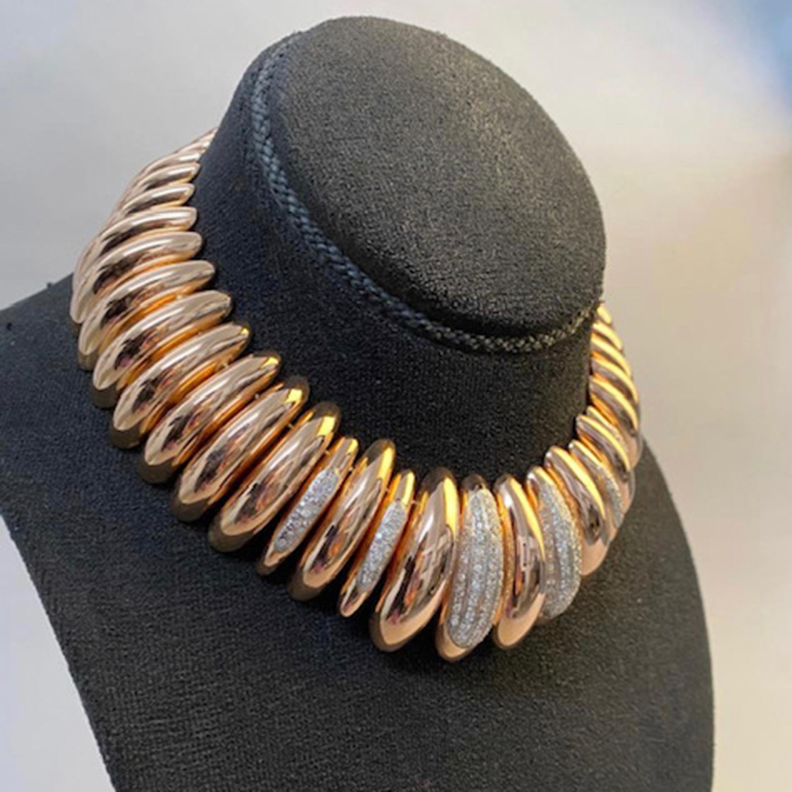 Halskette aus Gold mit Diamanten im Vintage-Stil, um 1960 im Zustand „Gut“ im Angebot in London, GB