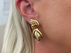Pendientes Colgantes de Diamantes de Oro Amarillo Vintage de 14k