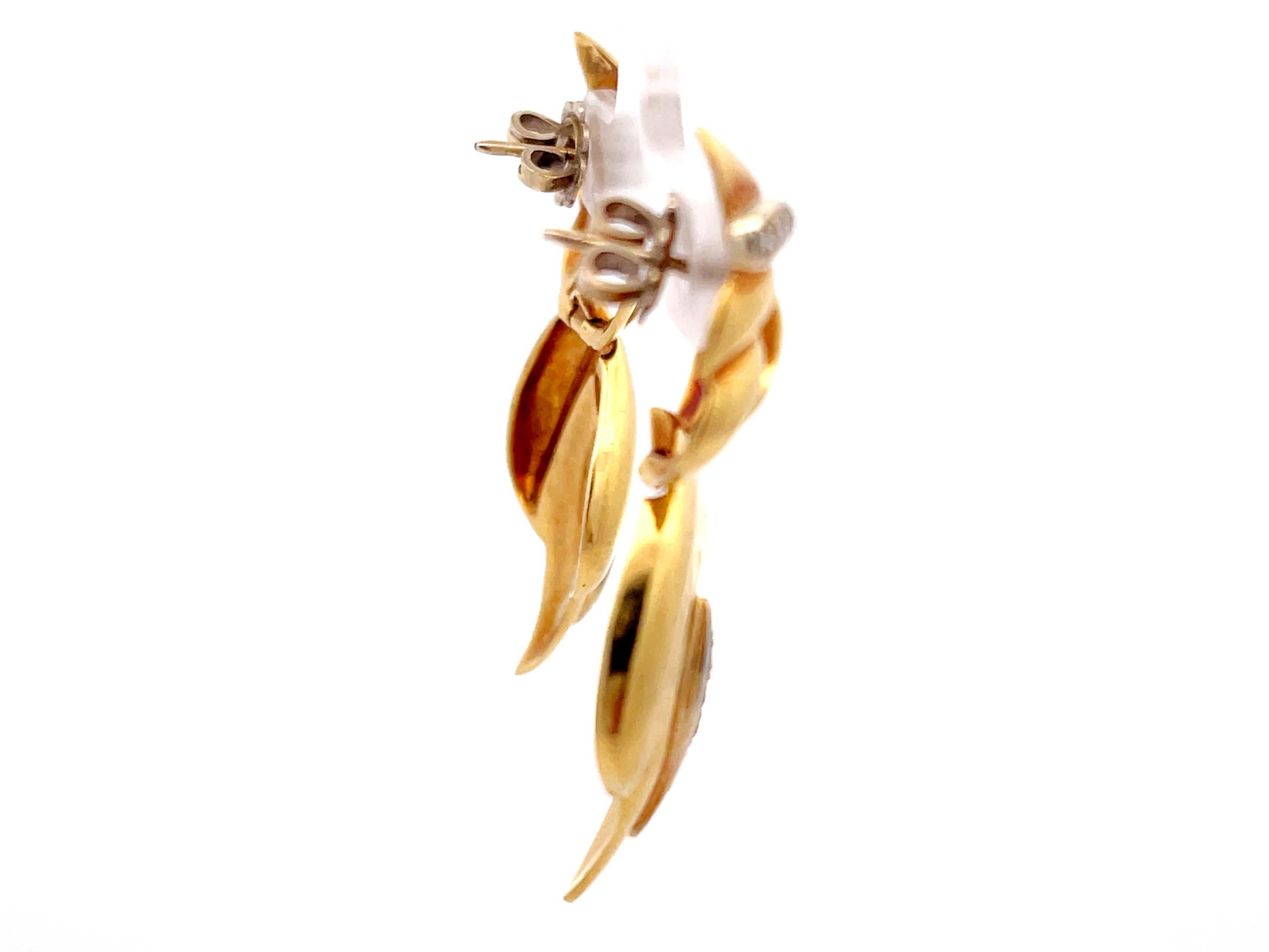 Gold-Diamant-Ohrringe aus 14 Karat Gelbgold im Zustand „Hervorragend“ im Angebot in Honolulu, HI