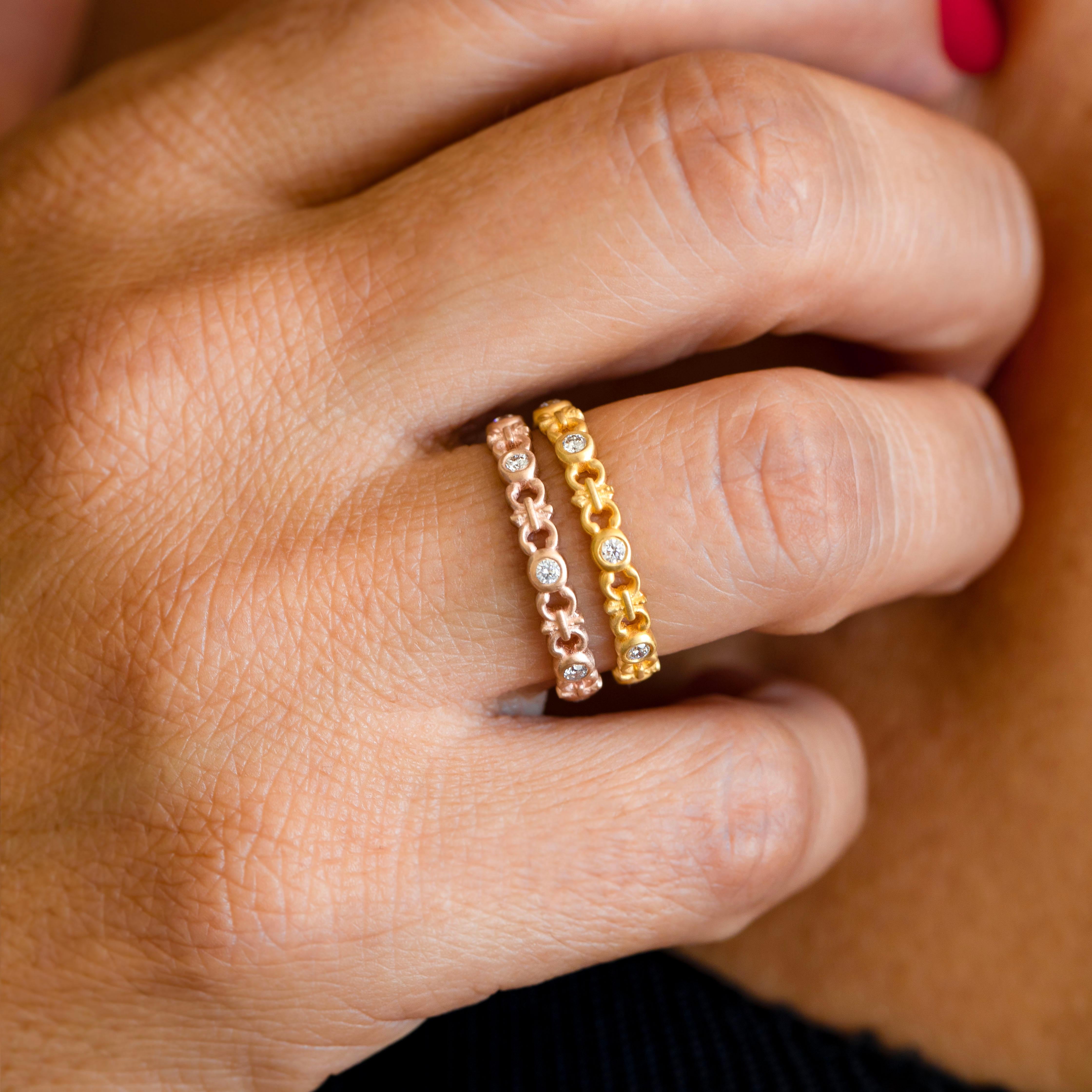 Rough Cut Vintage Gold Diamond Engagement Ring 0.10 ct For Sale