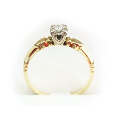 Vintage Gold Diamond Engagement ring, lovely heart anniversary ring