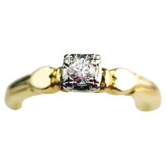 Vintage Gold Diamond Engagement ring, lovely heart anniversary ring