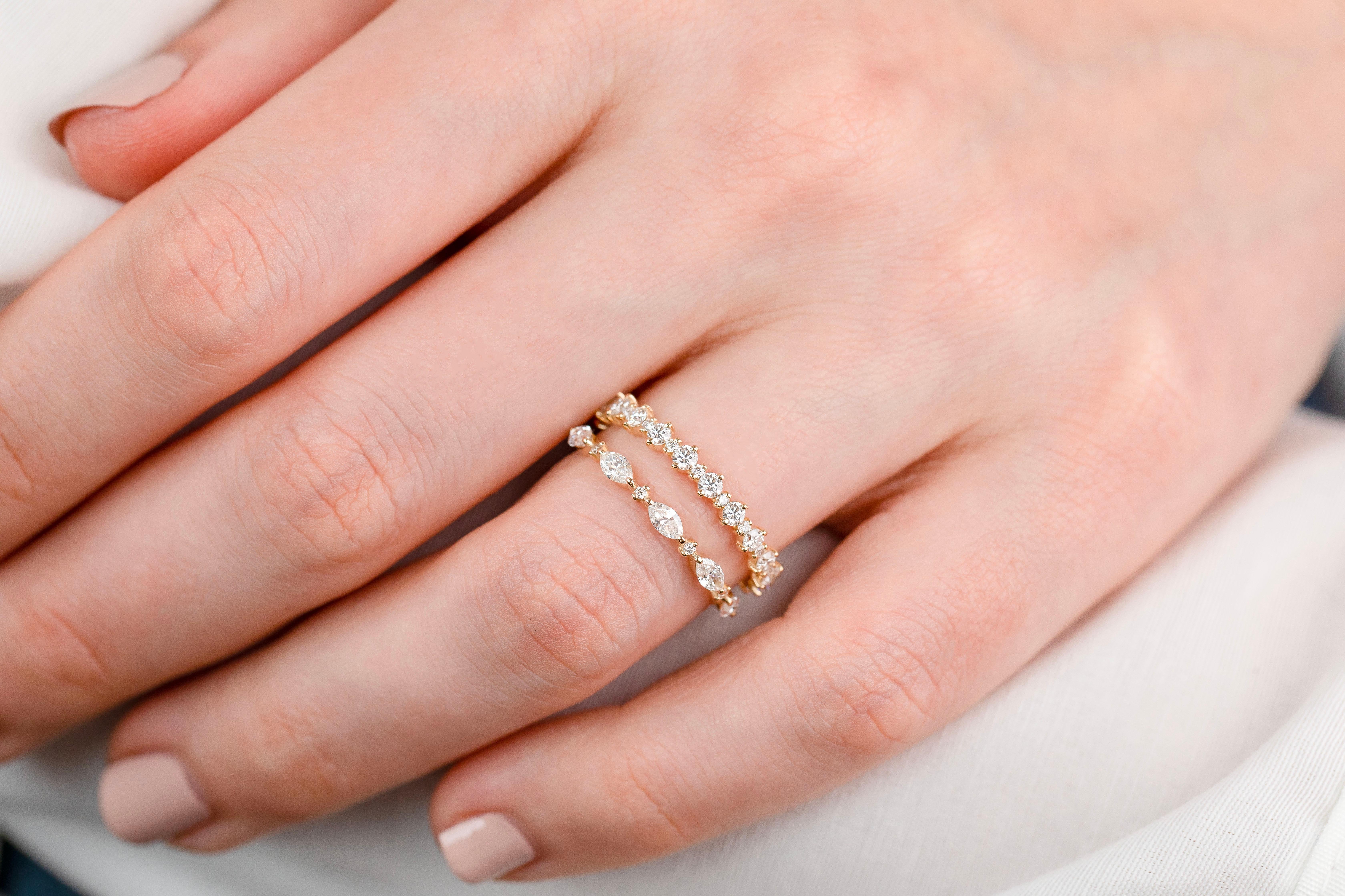 Anillo de compromiso de diamantes en oro vintage, alianza de boda, 0,42 ct alianza de boda en venta 4