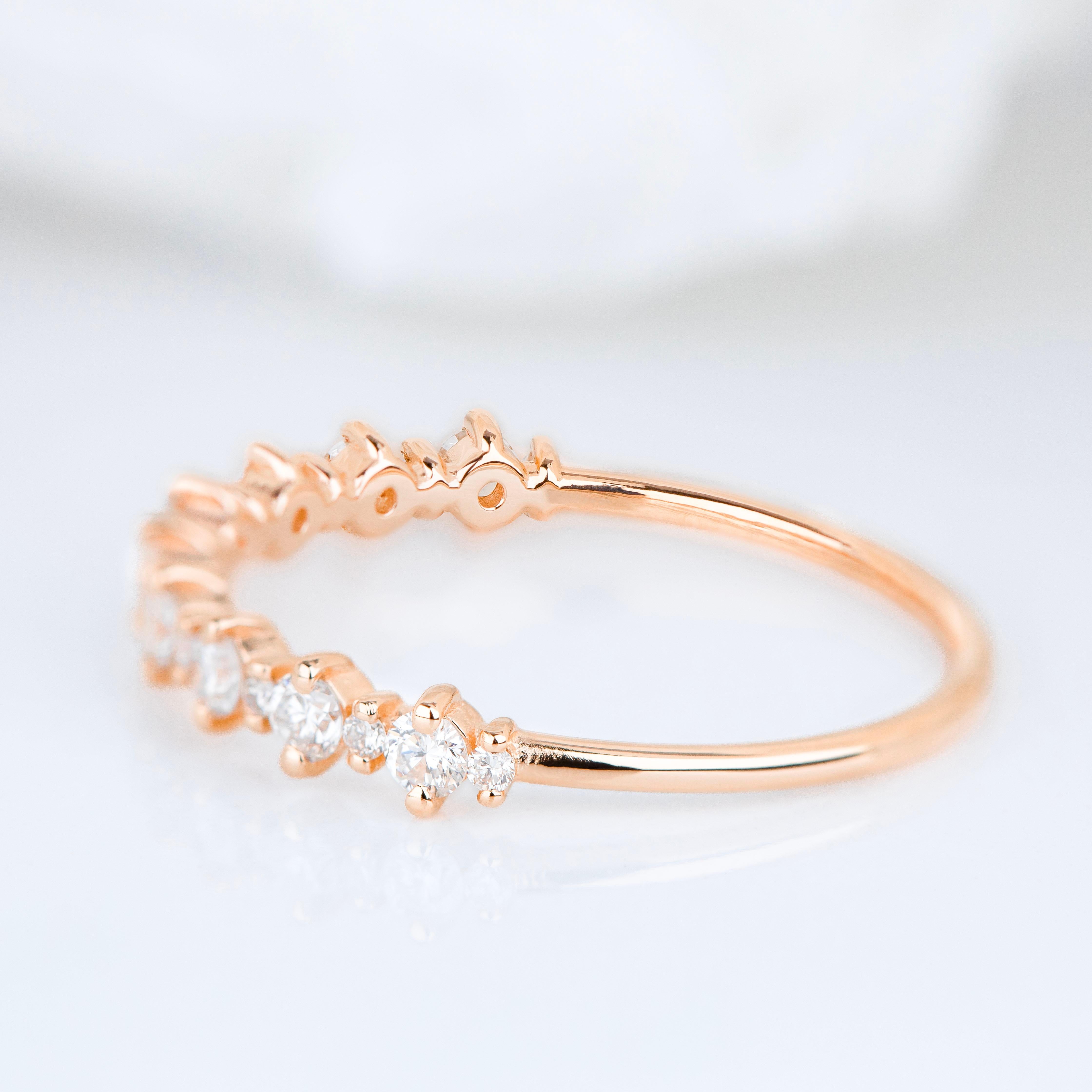 Anillo de compromiso de diamantes en oro vintage, alianza de boda, 0,42 ct alianza de boda en venta 6