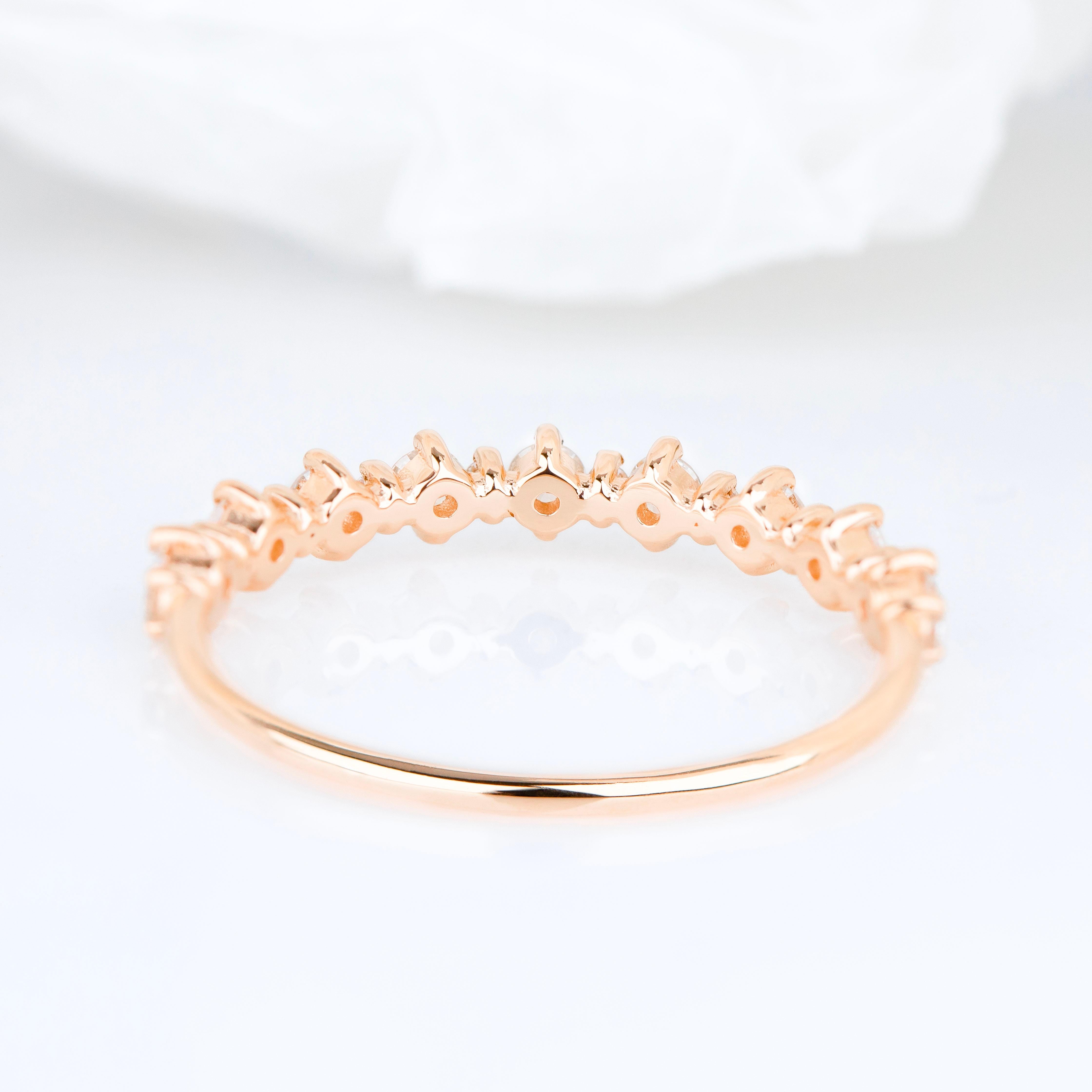 Anillo de compromiso de diamantes en oro vintage, alianza de boda, 0,42 ct alianza de boda en venta 8