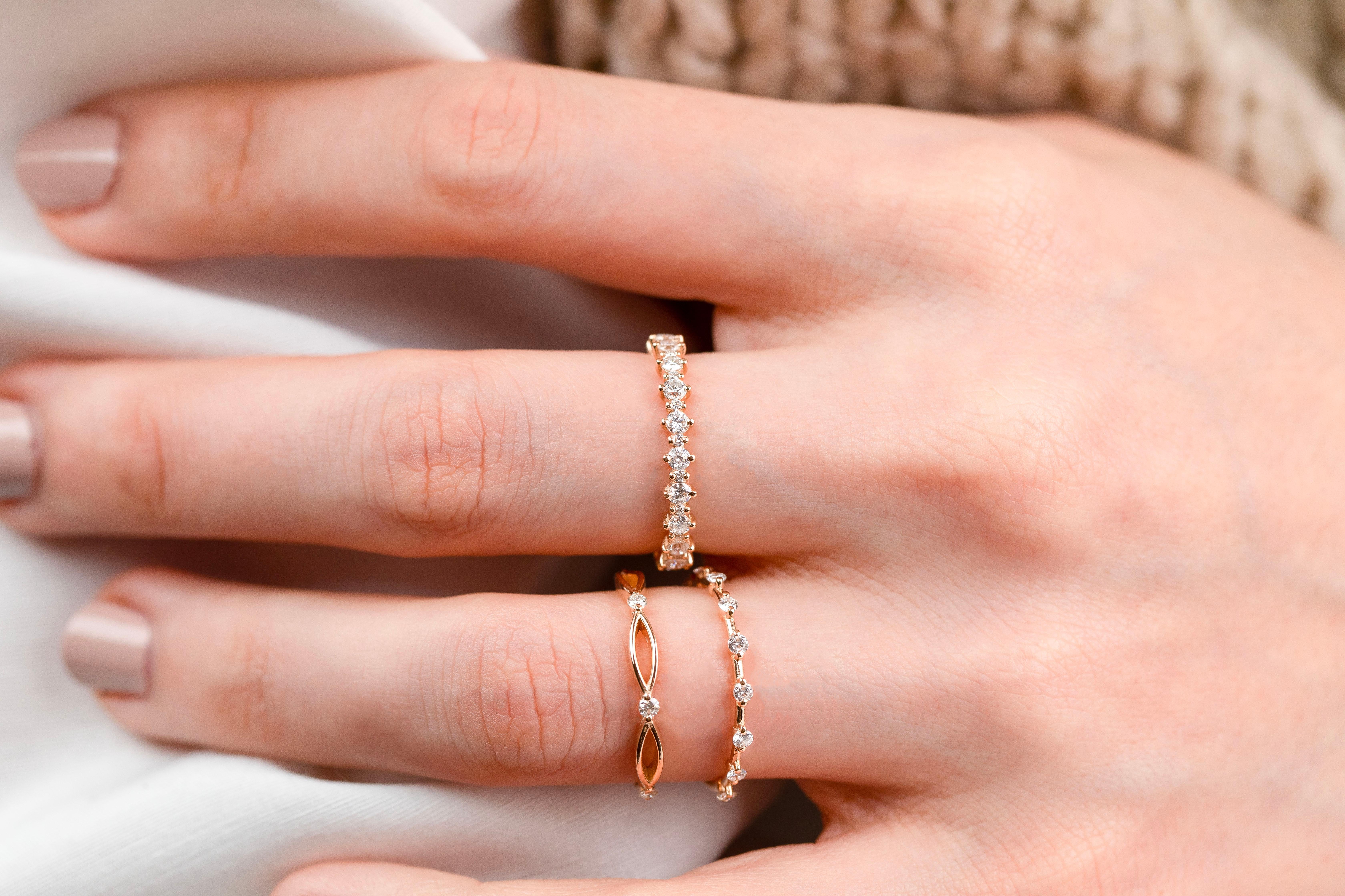 Anillo de compromiso de diamantes en oro vintage, alianza de boda, 0,42 ct alianza de boda en venta 1